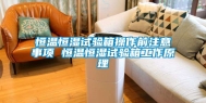 恒温恒湿试验箱操作前注意事项 恒温恒湿试验箱工作原理