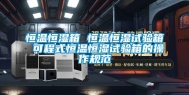 恒温恒湿箱 恒温恒湿试验箱 可程式恒温恒湿试验箱的操作规范